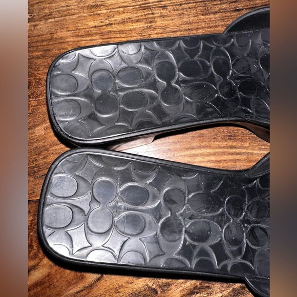 Coach Scarlett size 8 gloss black rubber block heel logo slides. - Picture 10 of 11